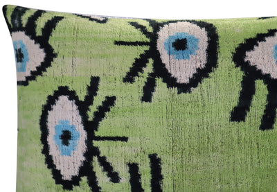 Canvello Handmade Luxury Handmade Velvet Silk Evil Eye Throw Pillow With Down Insert - Canvello