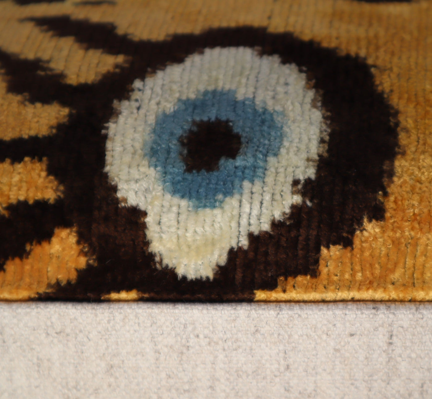 Canvello Handmade Luxury Handmade Velvet Silk Evil Eye Throw Pillow With Down Insert - Canvello