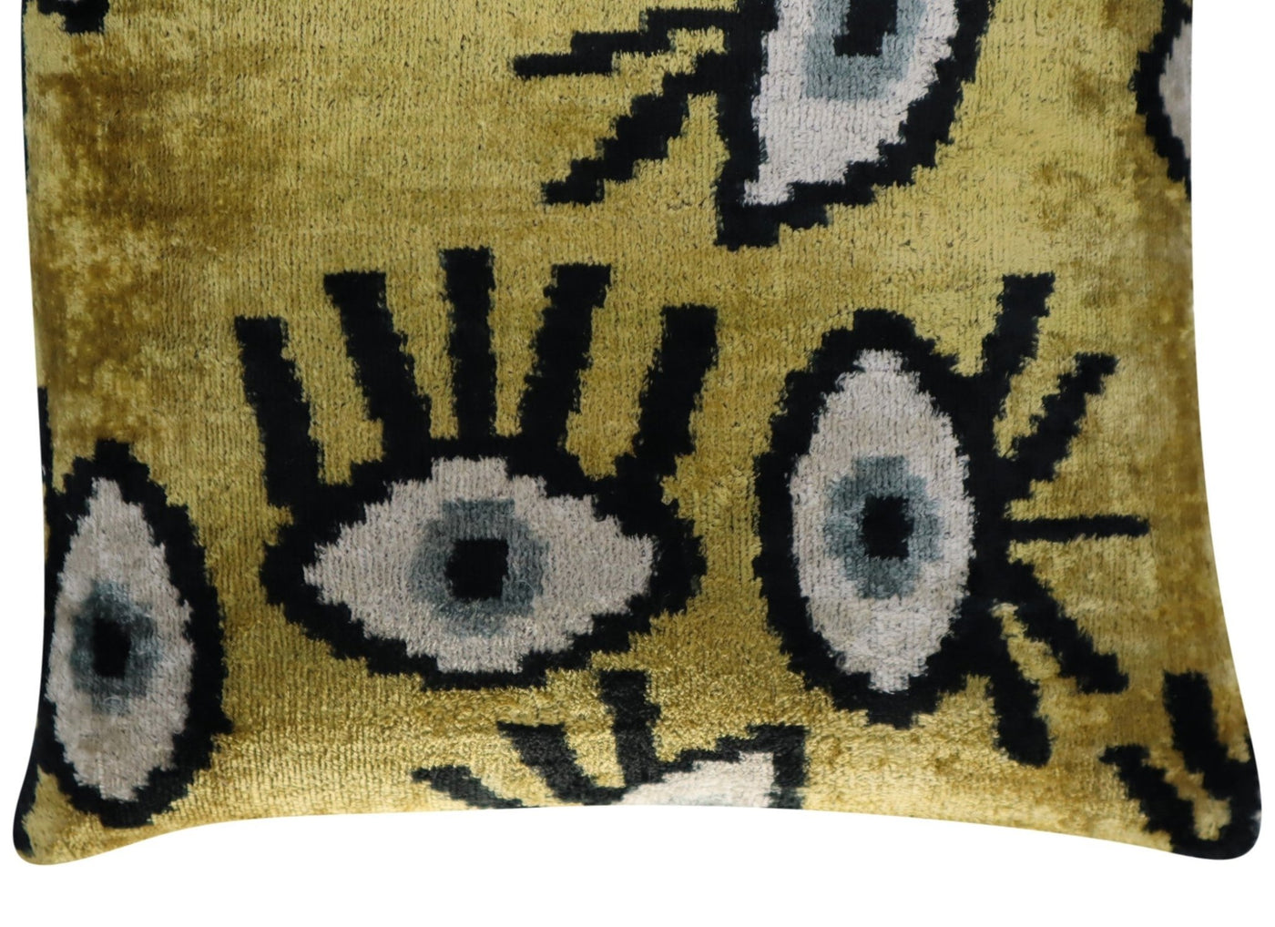 Canvello Handmade Luxury Handmade Velvet Silk Evil Eye Throw Pillow With Down Insert - Canvello