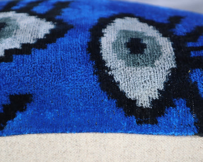 Canvello Handmade Luxury Handmade Velvet Silk Evil Eye Throw Pillow With Down Insert - Canvello