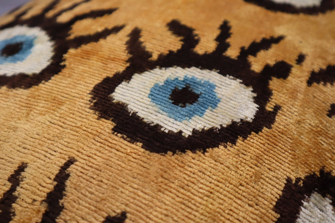 Canvello Handmade Luxury Handmade Velvet Silk Evil Eye Throw Pillow With Down Insert - Canvello