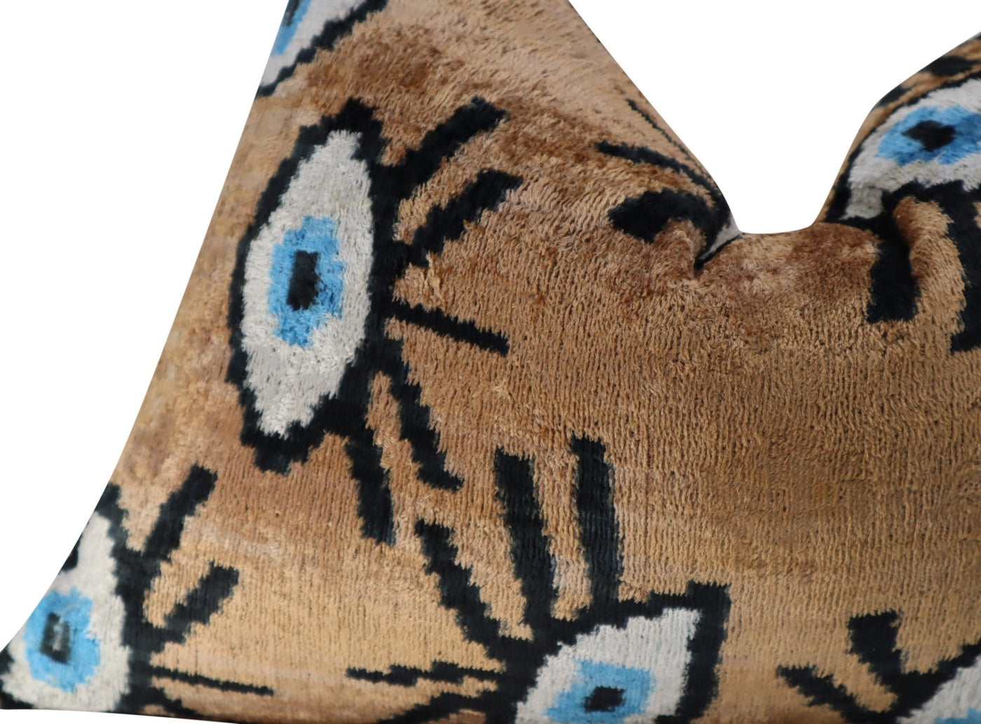 Canvello Handmade Luxury Handmade Velvet Silk Evil Eye Throw Pillow With Down Insert - Canvello