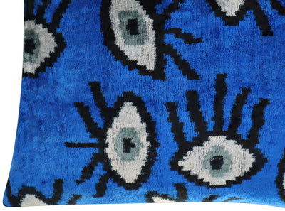 Canvello Handmade Luxury Handmade Velvet Silk Evil Eye Throw Pillow With Down Insert - Canvello