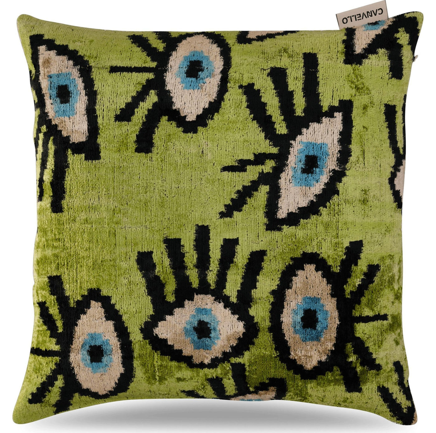 Canvello Handmade Luxury Handmade Velvet Silk Evil Eye Throw Pillow With Down Insert - Canvello