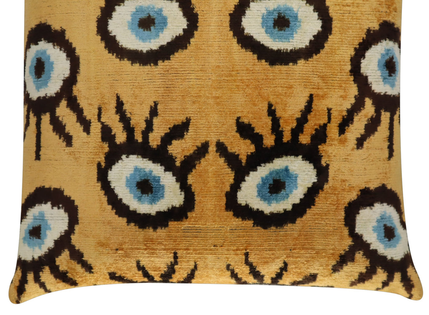 Canvello Handmade Luxury Handmade Velvet Silk Evil Eye Throw Pillow With Down Insert - Canvello