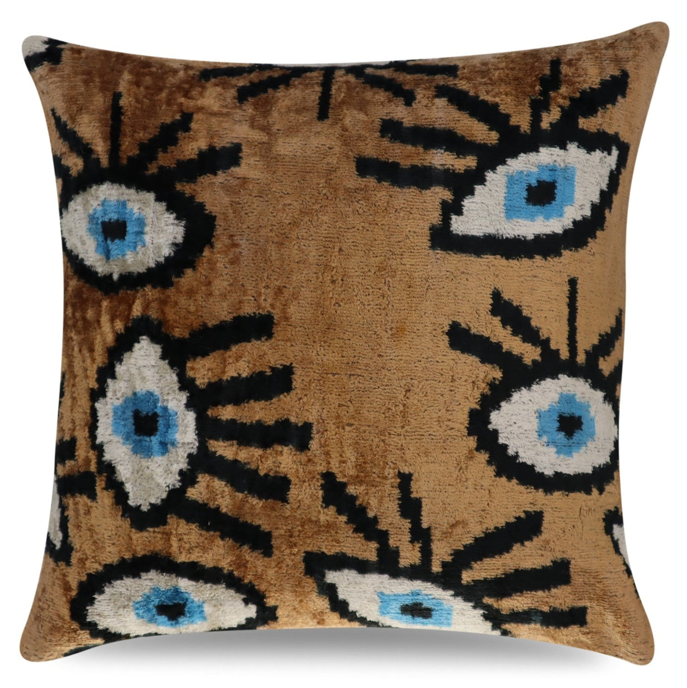 Canvello Handmade Luxury Handmade Velvet Silk Evil Eye Throw Pillow With Down Insert - Canvello