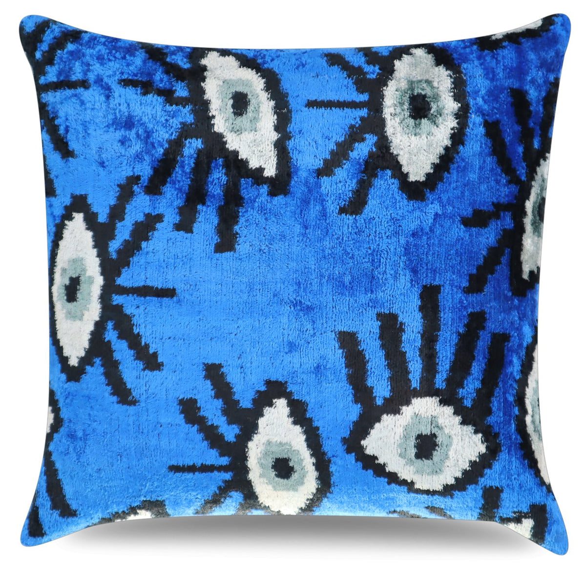 Canvello Handmade Luxury Velvet Silk Evil Eye Throw Pillow With Down Insert