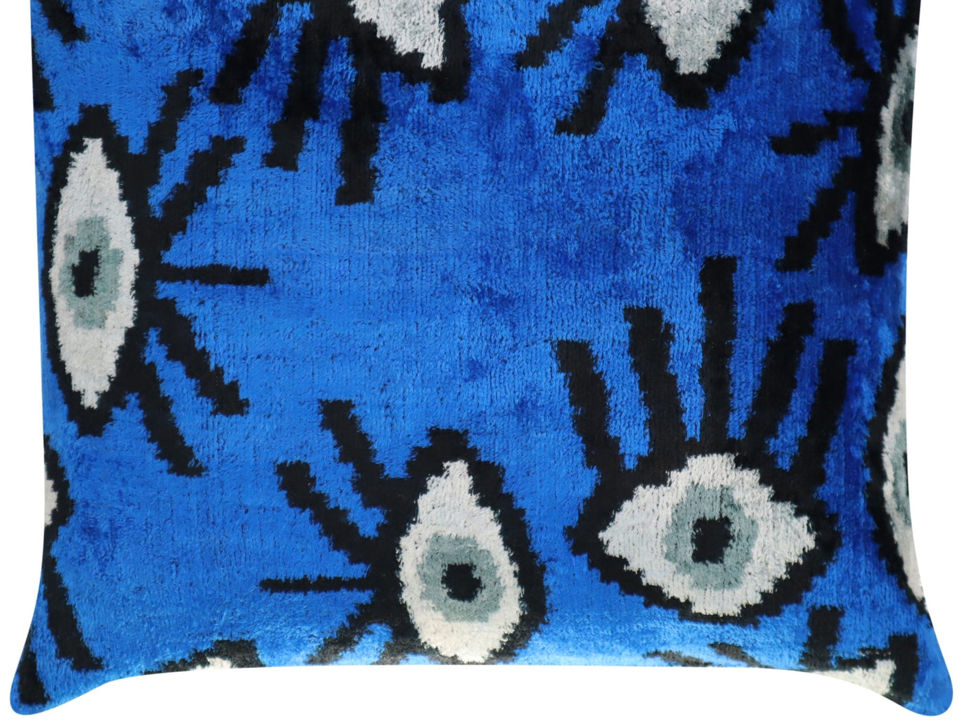 Canvello Handmade Luxury Handmade Velvet Silk Evil Eye Throw Pillow With Down Insert - Canvello