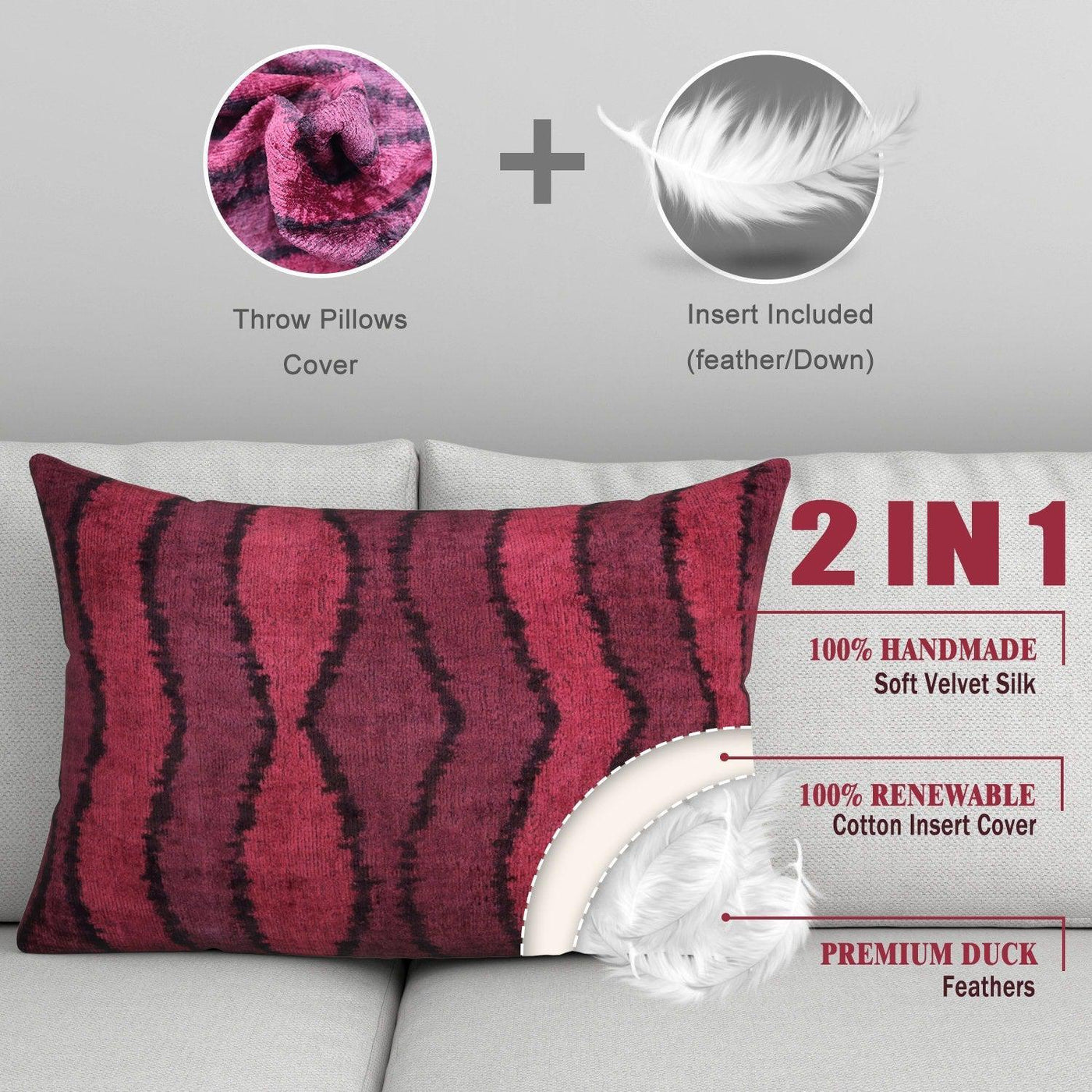 Canvello Handmade Luxury Pink Throw Pillows - 16x24
