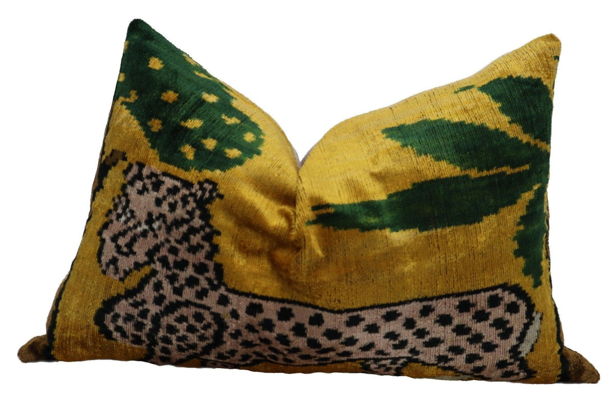 Canvello Handmade Luxury Yellow Tiger Throw Pillows - 16x24 in - Canvello