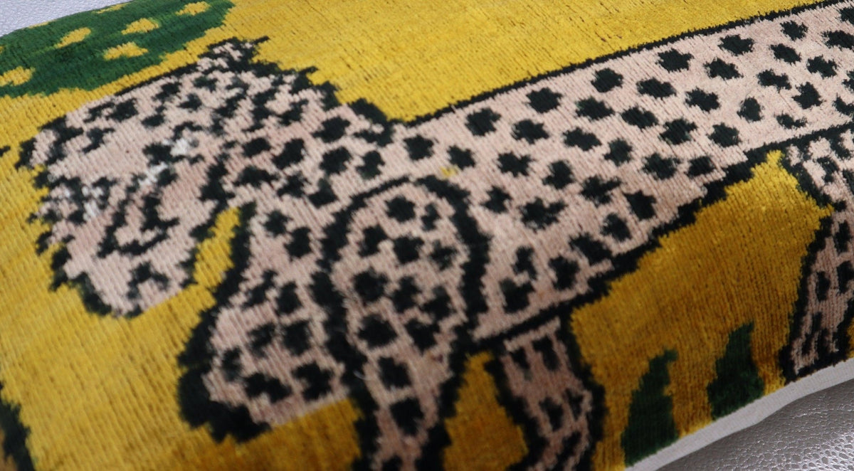 Canvello Handmade Luxury Yellow Tiger Throw Pillows - 16x24 in - Canvello