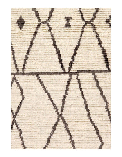 Handmade Modern Fine Hand Knotted Ivory Moroccan Wool Rug for Living Room - 5'5'' X 7'6''