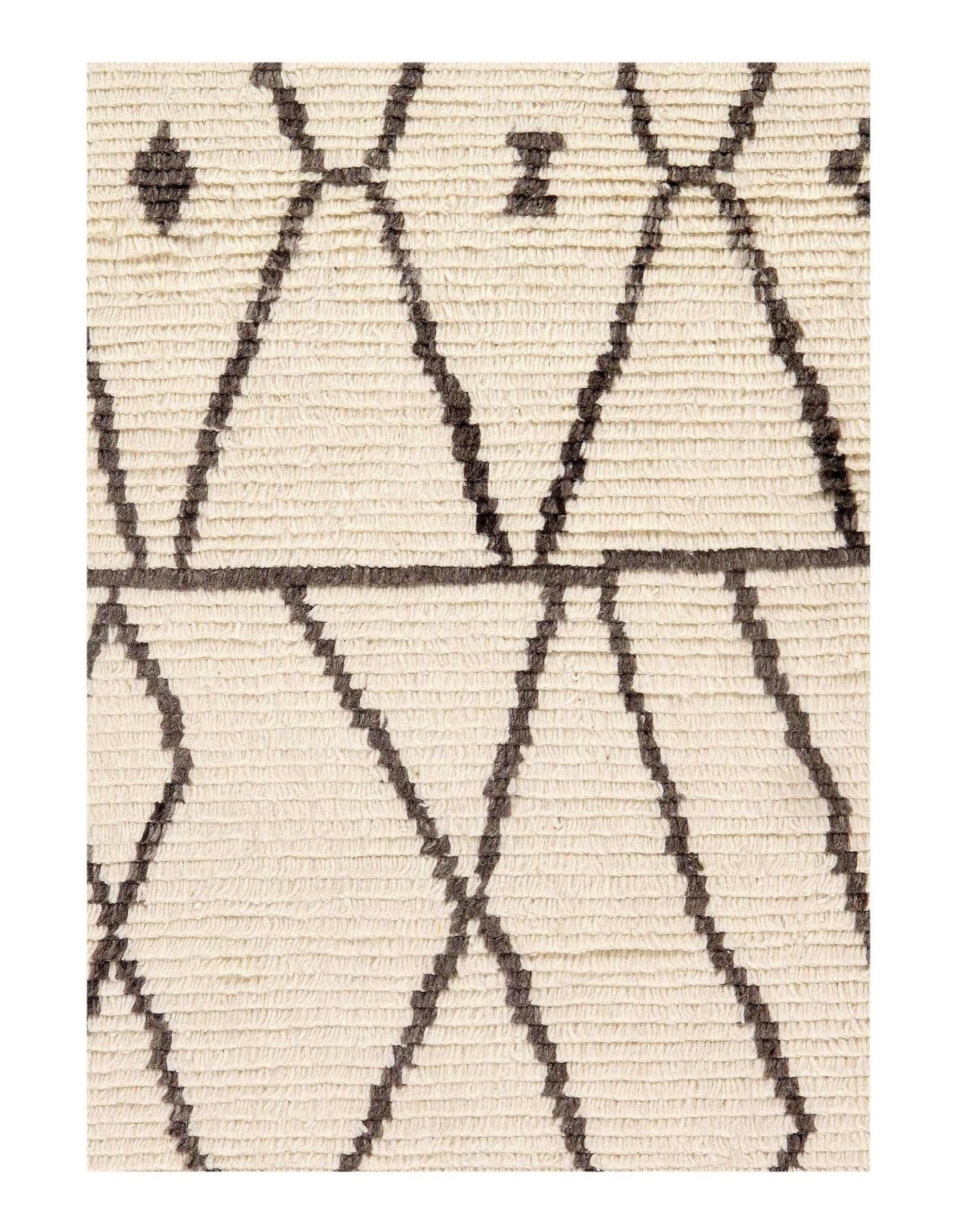 Canvello Handmade Modern Fine Hand Knotted Ivory Moroccan Wool Rug for Living Room - 5'5'' X 7'6'' - Canvello