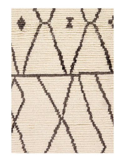 Canvello Handmade Modern Fine Hand Knotted Ivory Moroccan Wool Rug for Living Room - 5'5'' X 7'6'' - Canvello