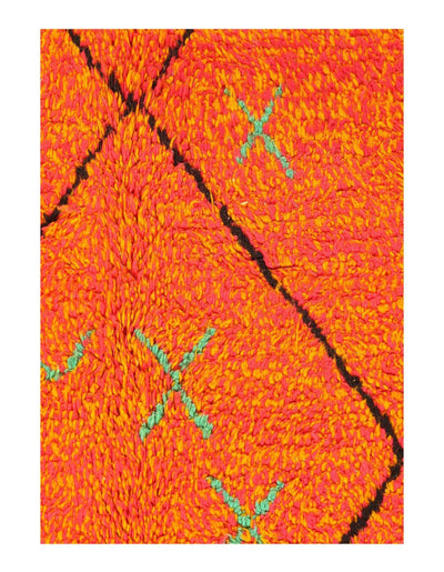 Handmade Modern Fine Hand Knotted Orange Moroccan Wool Rug for Living Room - 6' X 8'5''