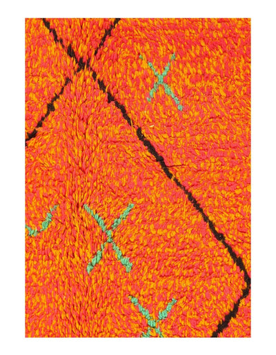 Canvello Handmade Modern Fine Hand Knotted Orange Moroccan Wool Rug for Living Room - 6' X 8'5'' - Canvello