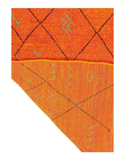 Canvello Handmade Modern Fine Hand Knotted Orange Moroccan Wool Rug for Living Room - 6' X 8'5'' - Canvello