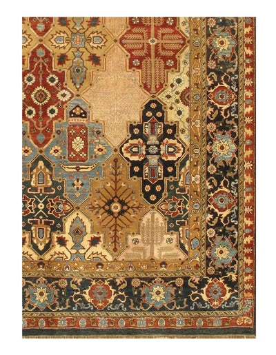 Canvello Handmade Multi color Fine Agra Rug - 9' X 12'3'' - Canvello