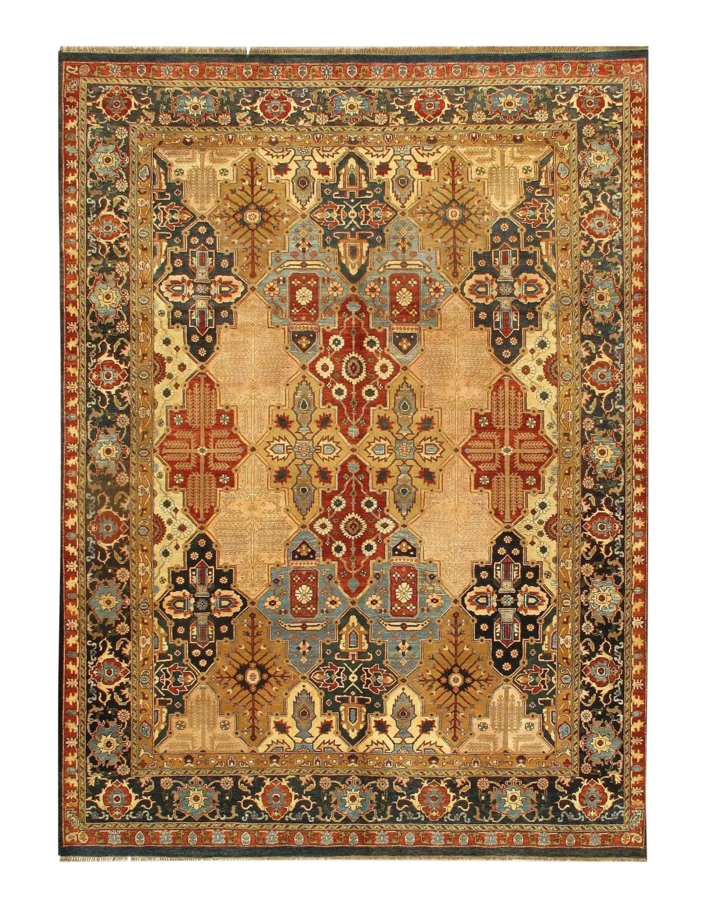 Canvello Handmade Multi color Fine Agra Rug - 9' X 12'3'' - Canvello