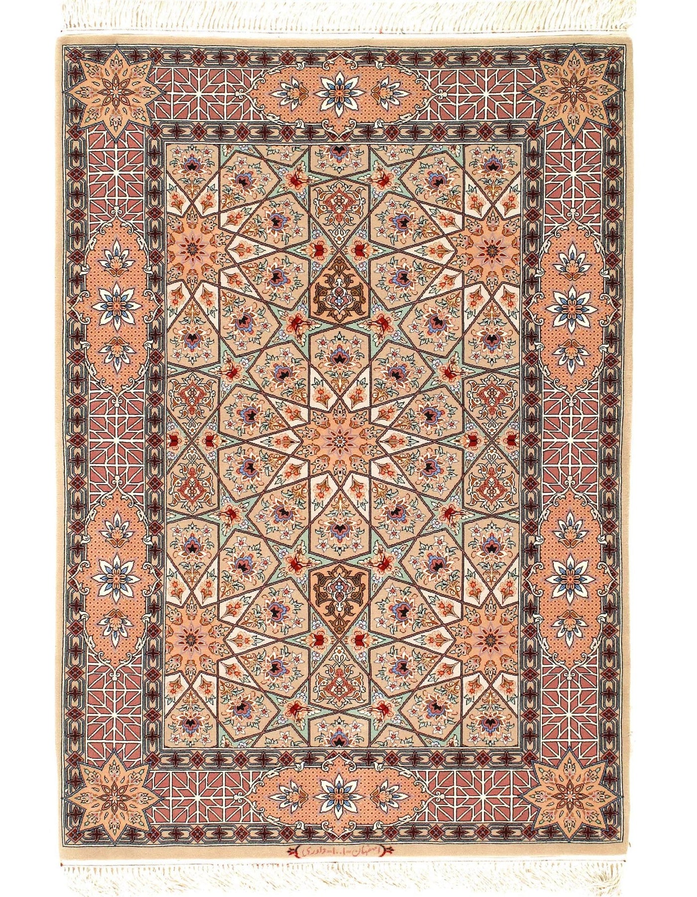 Canvello Handmade one of a Kind Isfahan Rug Silk & Wool - 3'4" x 5'8" - Canvello