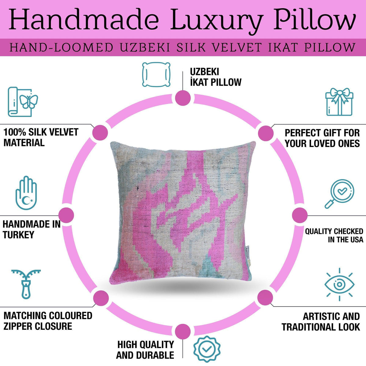 Canvello Handmade Pink Decorative Pillows - 16x16 inch - Canvello
