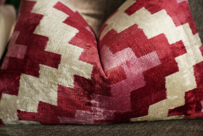 Canvello Handmade Pink Red Throw Pillows For Couch - 16x24 in - Canvello