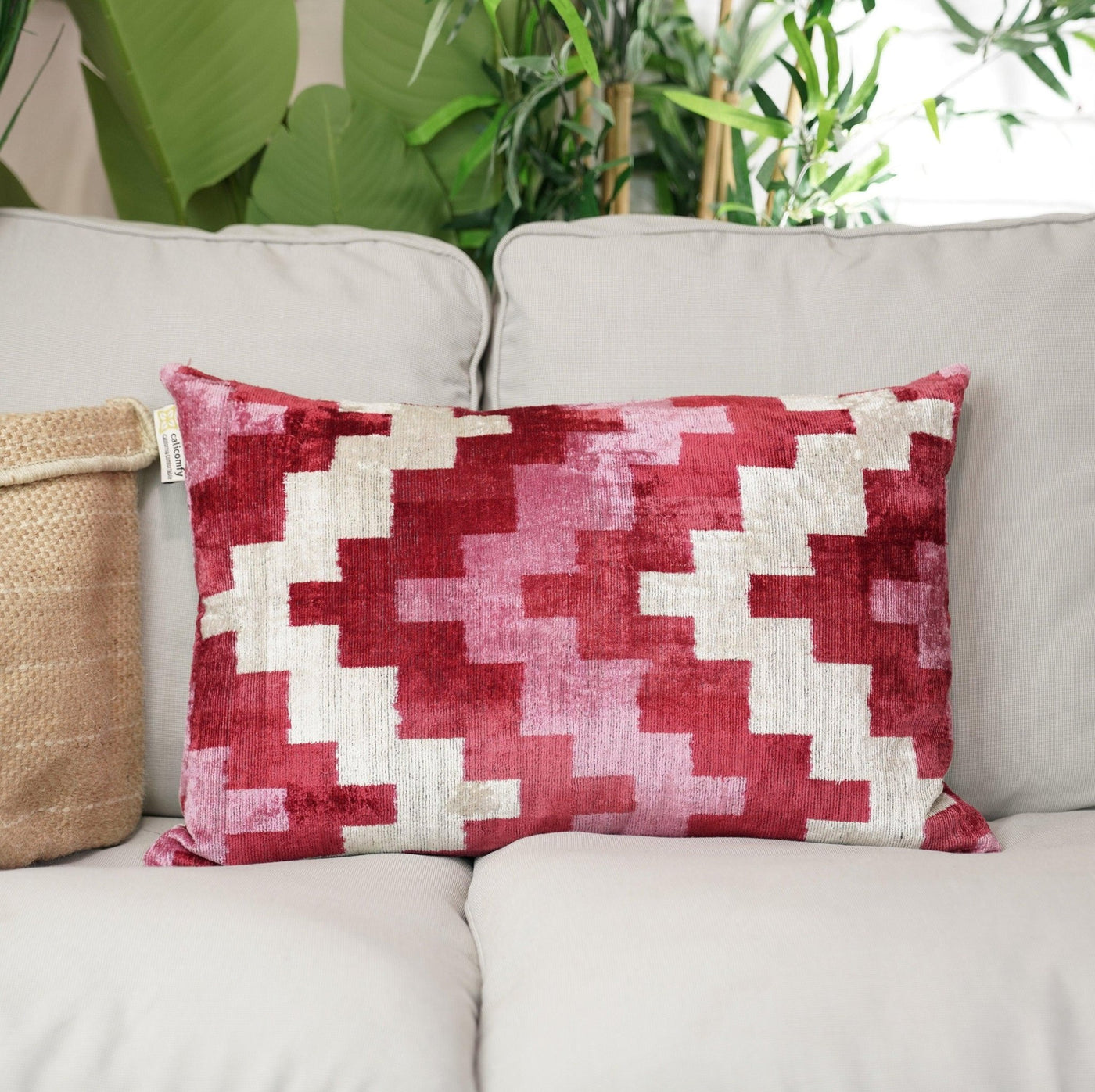 Canvello Handmade Pink Red Throw Pillows For Couch - 16x24 in - Canvello