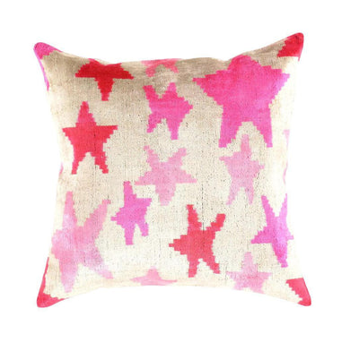 Canvello Handmade Pink start Throw Pillow with Down Insert - 18 x 18 in - Canvello