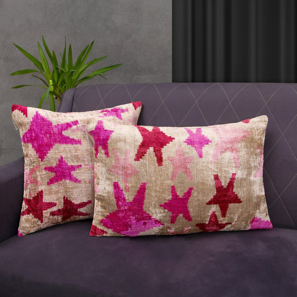 Canvello Handmade Pink Throw Pillow For Sofa | Set of 2 |18x18 |16x24 in - Canvello