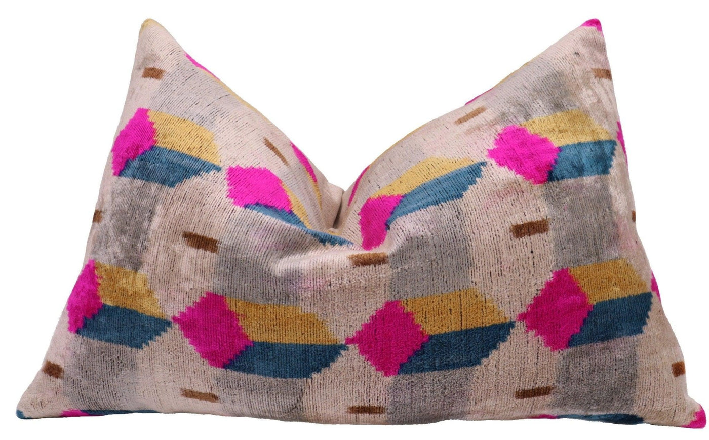 Canvello Handmade PinkGray Geometic Throw Pillow - 16x24 in - Canvello