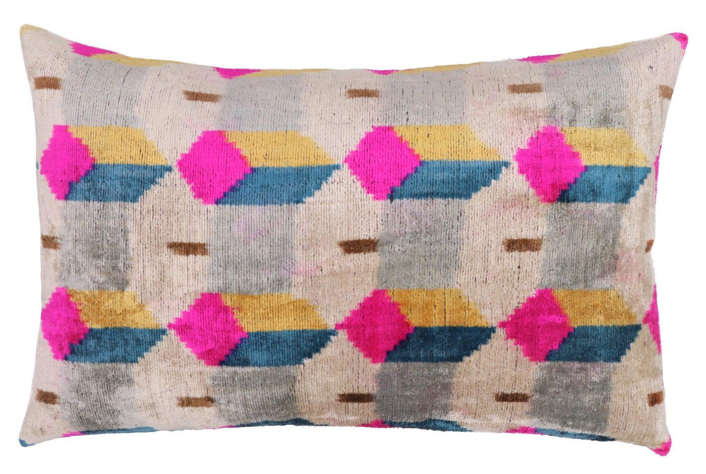 Canvello Handmade PinkGray Geometic Throw Pillow - 16x24 in - Canvello