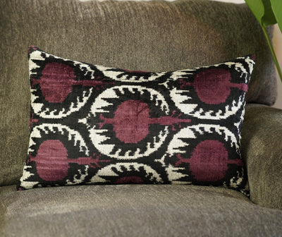 Canvello Handmade Purple Pomegranate Lumbar Pillow For Couch - 16x24 in - Canvello