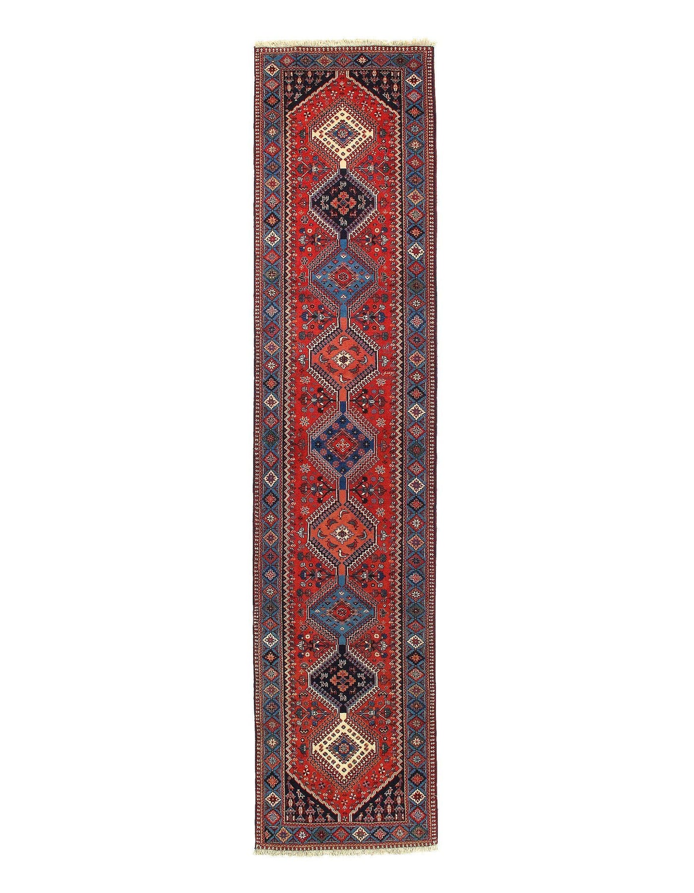 Canvello Handmade Rare Find Red Persian Yalameh Runner - 2'8'' X 12'