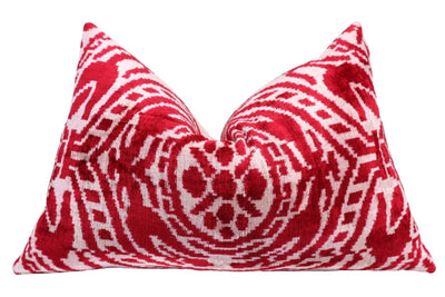 Canvello Handmade Red Super Soft Pillow With Down Insert - 16"x24" - Canvello