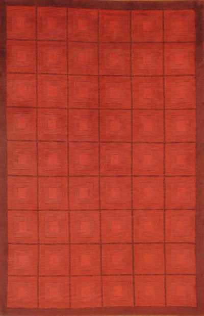 Canvello Handmade Red Tibetan Rug - 5' X 8' - Canvello