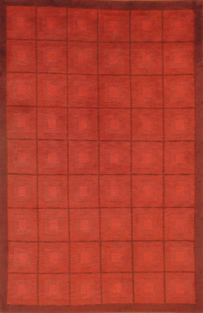 Canvello Handmade Red Tibetan Rug - 5' X 8'