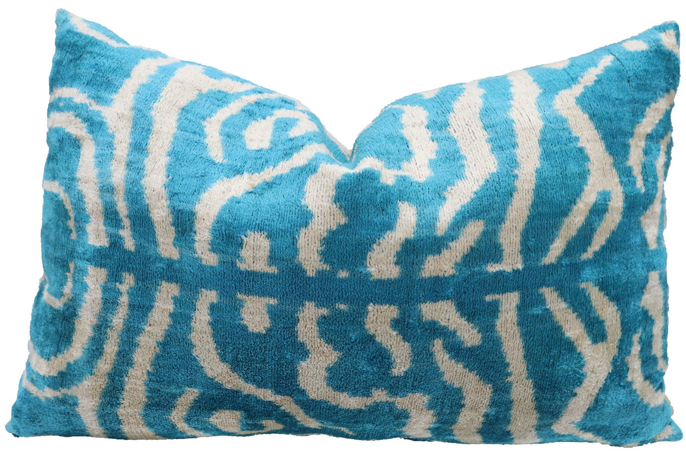 Canvello Handmade Tiger Print Blue Throw Pillows - 16x24