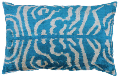 Canvello Handmade Tiger Print Blue Throw Pillows - 16X24 in - Canvello