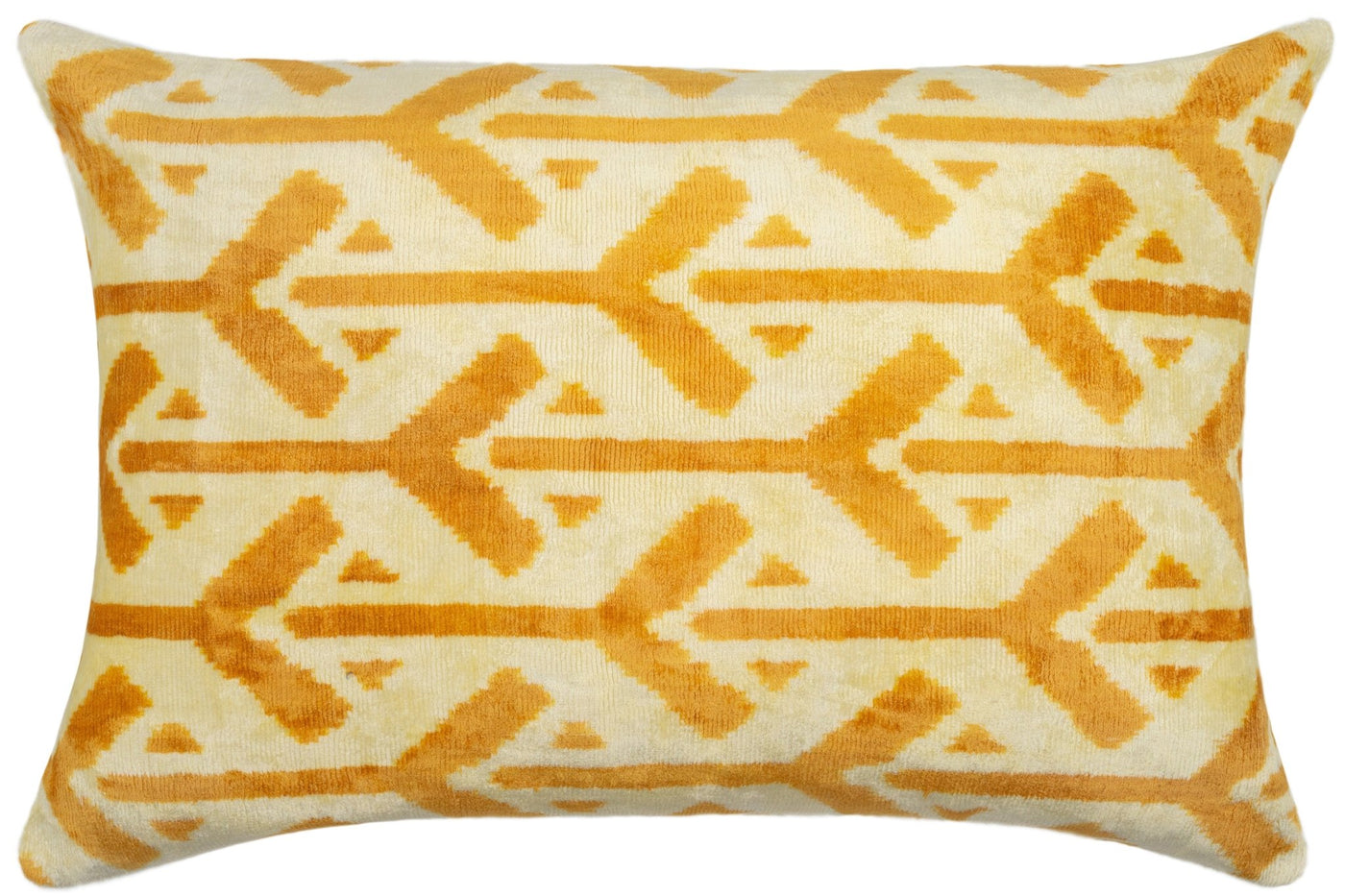 Canvello Handmade Tribal Arrow Velvet Throw Pillow in Yellow and Cream - Perfect for Bohemian and Rustic Decor - 16x24 in - Canvello