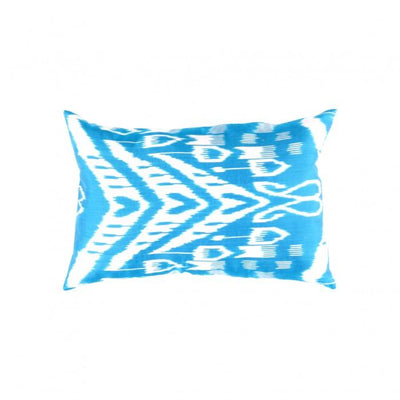 Blue Ikat Throw Pillow | Turkish Blue Silk Cushion | Canvello