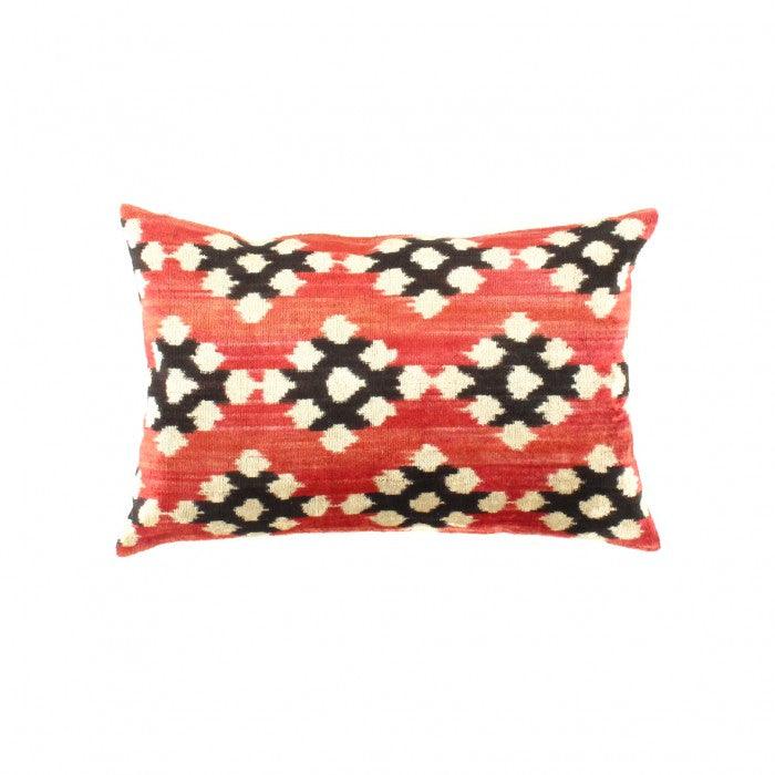 Red & Black Silk Ikat Pillow | Canvello Red & Black Pillow | Canvello