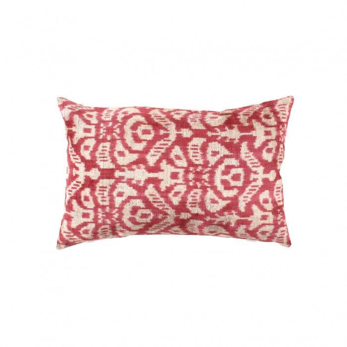 Turkish Red Silk Ikat Throw Pillow | Red Silk Pillow |Canvello