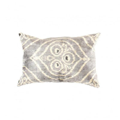 Silk Ikat Pillow Gray Beige | Gray Turkish Silk Pillow | Canvello