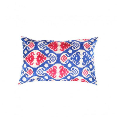 Beige and Red Ikat Cushion | Red Silk Ikat Cushion | Canvello