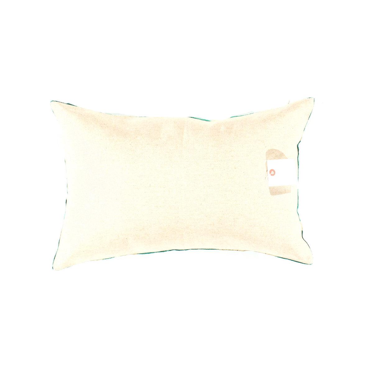 Turkish Green Beige Silk Ikat Pillow | Turkish Silk Pillow|  Canvello