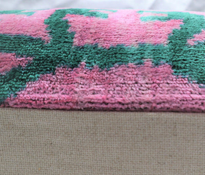 Canvello Handmade Velvet Green And Pink Pillow | 20 x 20 in (50 x 50 cm) - Canvello