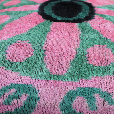 Canvello Handmade Velvet Green And Pink Pillow | 20 x 20 in (50 x 50 cm) - Canvello