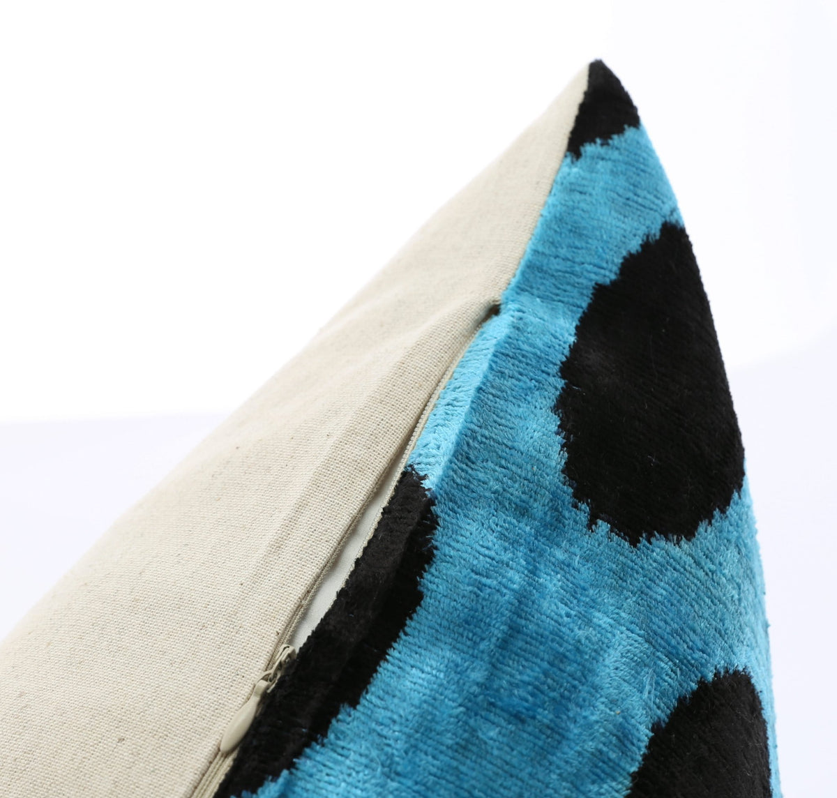 Canvello Handmade Velvet Lumbar Pillow in Blue and Black Polka Dot Design - High - Quality 16x24 Inch Decorative Accent with Premium Down Feather Insert - Canvello