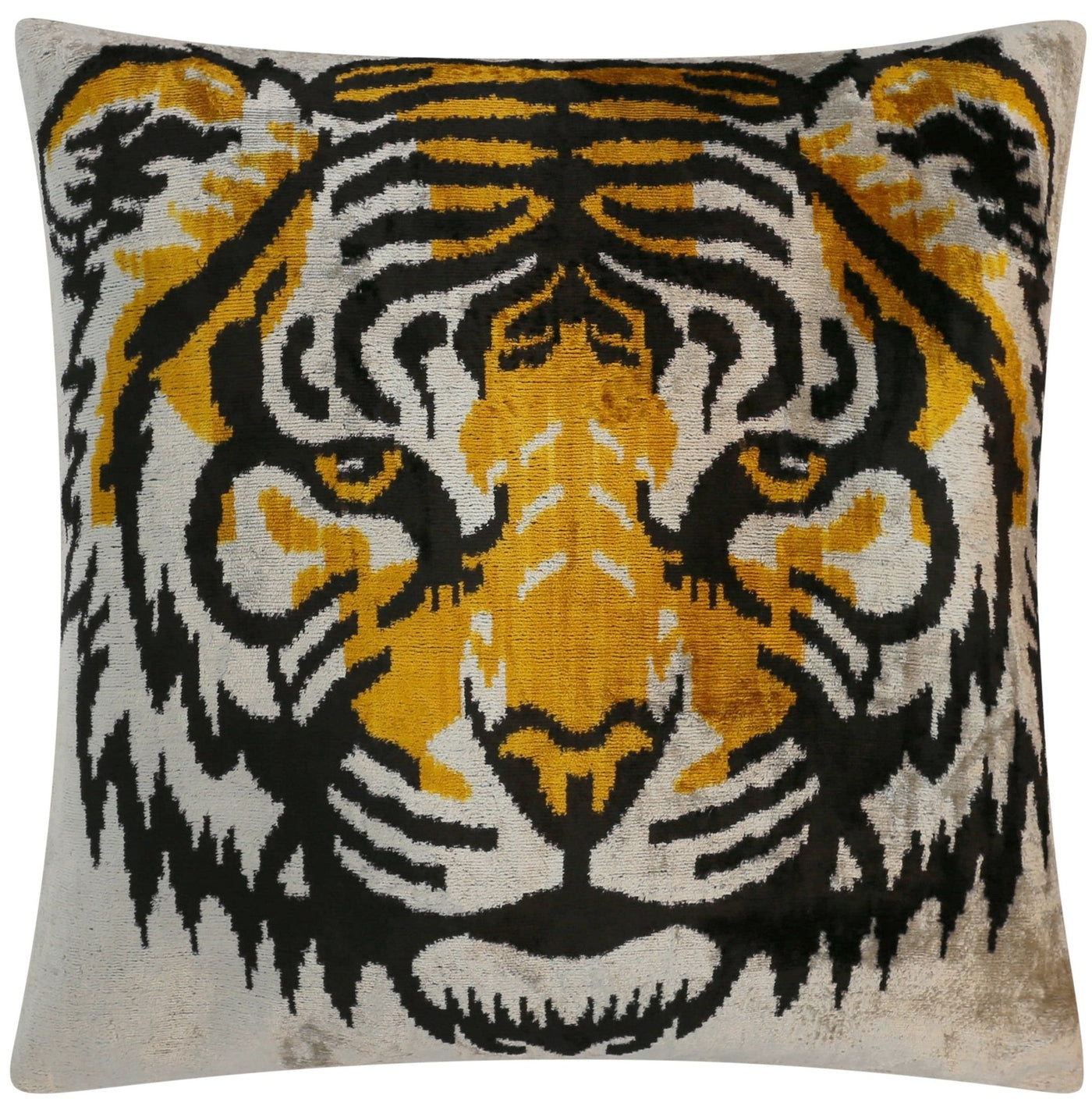 Canvello Handmade Velvet Throw Pillow with Bold Tiger Face Design - High - Quality 20x20 Inch Decorative Accent with Premium Down Feather Insert for Sofas, Couches, and Interior Design - Canvello