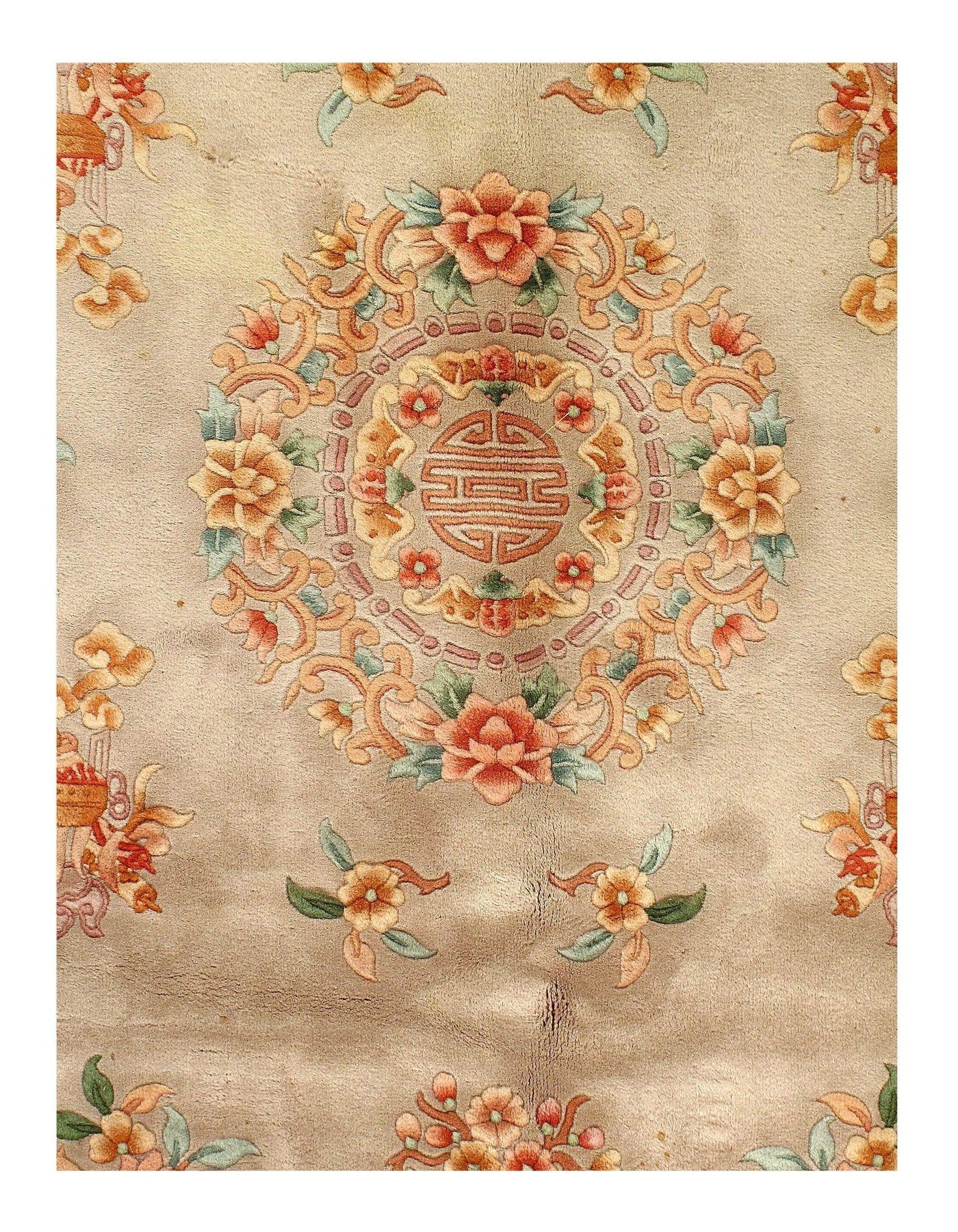 Canvello Handmade Vintage Light Brown Chinese Peking Wool Rug for Living Room - 8' X 10'3''